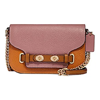 COACH Blake Leather Shoulder Bag Crossbody Bag Small Size Women's Orange Pink Multicolor