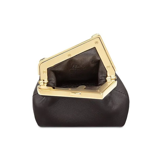 FENDI First Sheepskin Earphone Case Shoulder Bag, Crossbody Bag Extra Mini Women's Black-3