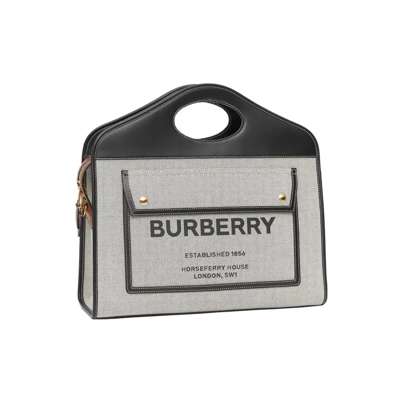 Burberry Cow Leather Tote Bag, Shopping Bag, Shoulder Bag, Crossbody Bag, Handbag Medium Size Unisex Black-3