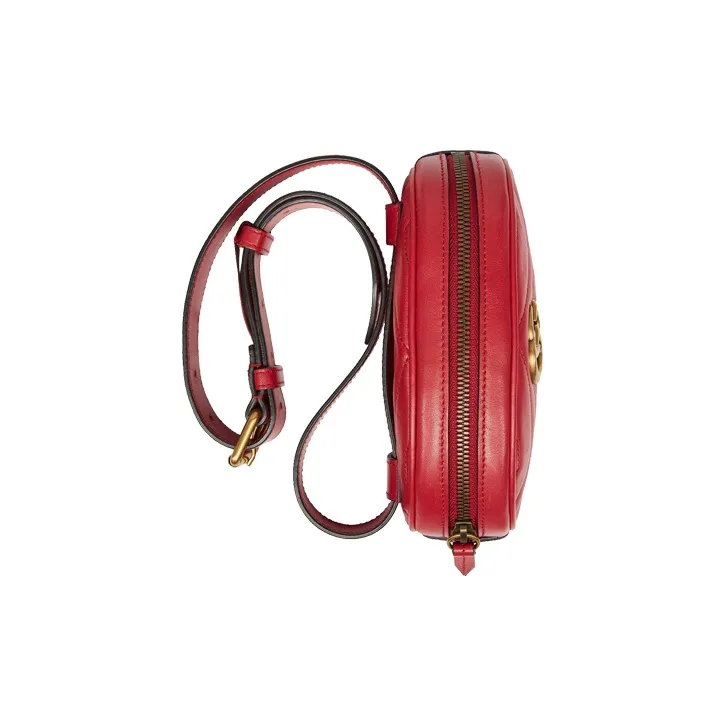 GUCCI GG Marmont Leather Sling Bag Fanny Pack Women's Red-4