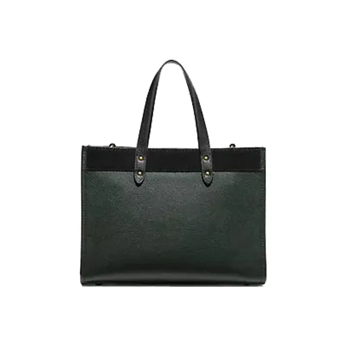 COACH Field Leather Tote Bag, Shopping Bag, Crossbody Bag, Handbag Tubas Unisex Olive Green & Black-3