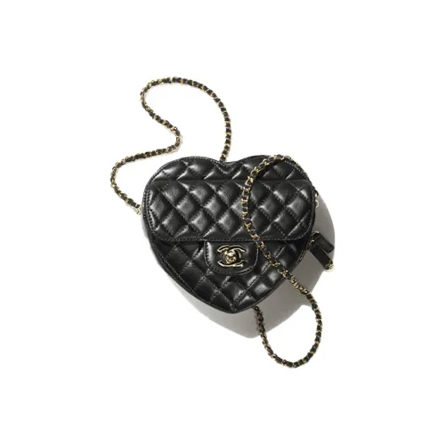 CHANEL Lambskin Heart Bag Heart Crossbody Bag Shoulder Bag Mini Women's Black