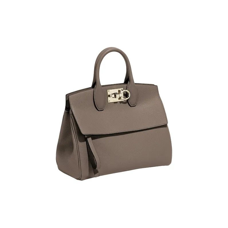 FERRAGAMO Studio Grain Cow Leather Portable Crossbody Bag, Shoulder Bag Trumpets Women's Beige-1