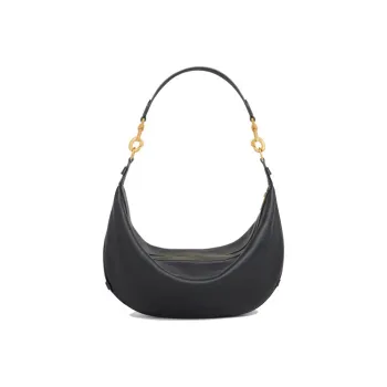 CELINE Imitation Deerskin Soft Calfskin One Shoulder Handbag Medium Size Women's Black