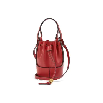 LOEWE Balloon Nappa Cow Leather Bucket Bag Handbag Shoulder Bag Crossbody Bag Extra Mini Women's Deep Red