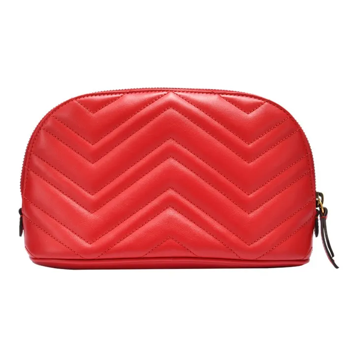 GUCCI GG Marmont Quilting Leather Makeup Bags Toiletry Bags Clutches Large Size Women's Red-4