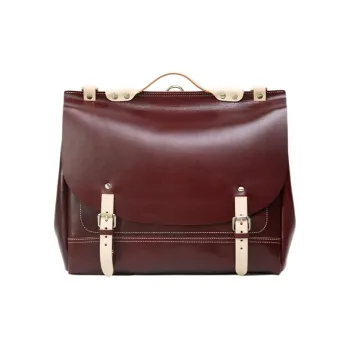 LINE ARTISANAL Vegetable Tanned Cow Leather Satchel Bag Messenger Bag Portable Backpack Regular Unisex Russet