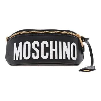 MOSCHINO PU Sling Bags One Shoulder Crossbody Fanny Pack Unisex Black