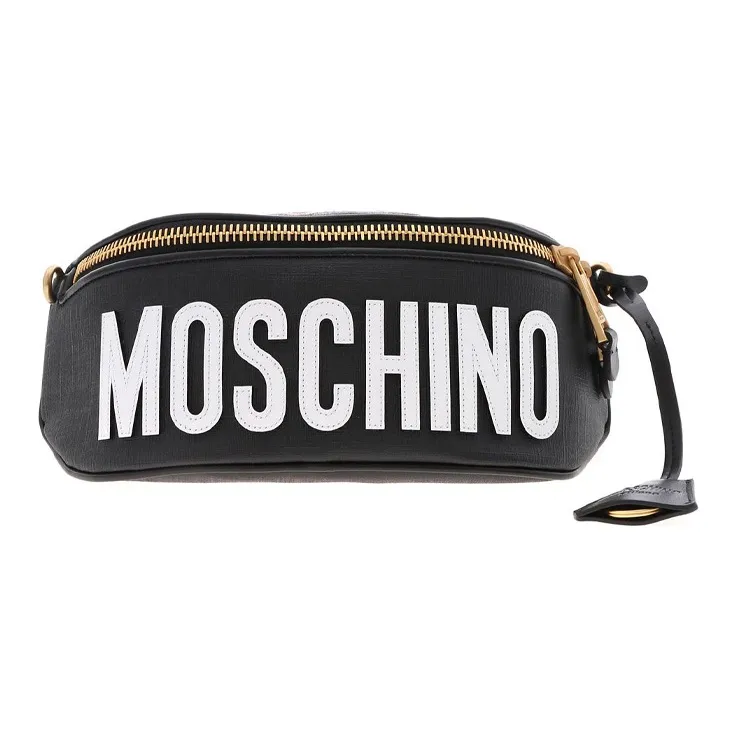 MOSCHINO PU Sling Bags One Shoulder Crossbody Fanny Pack Unisex Black-0
