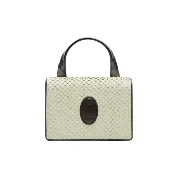 STAR TOWN Top Grain Cow Leather Handbag Small Size Women's South African Black/Asphalt Gray