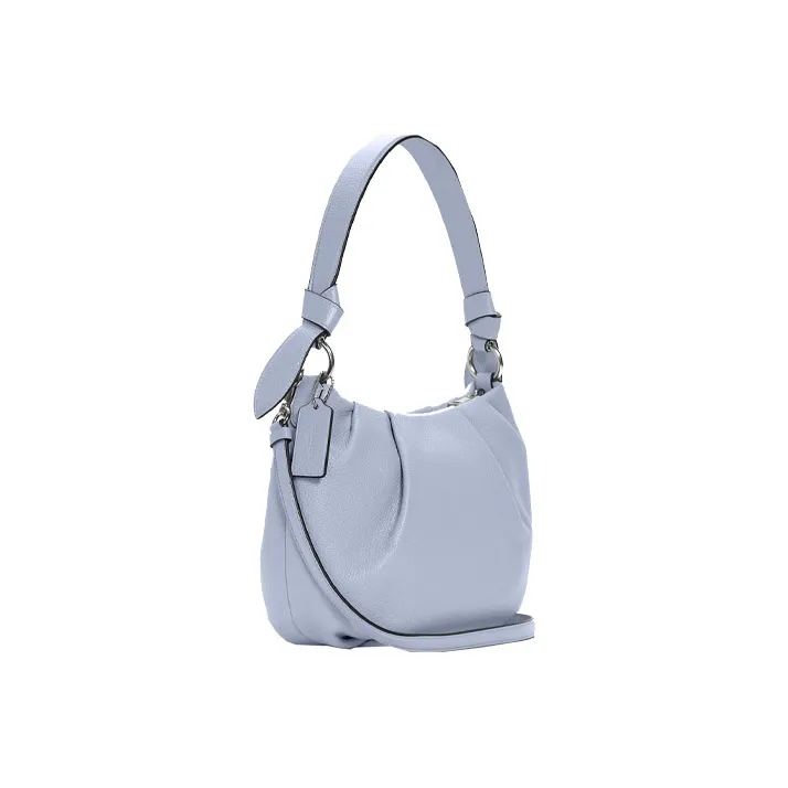 COACH Everly Pebbled Leather Portable Crossbody Bag Shoulder Bag Large Size Women's Haze Blue-1