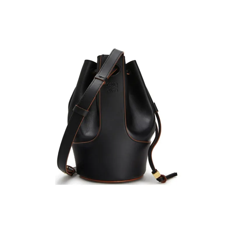LOEWE Balloon Cow Leather Balloon Bag Drawstring Bag Shoulder Bag Crossbody Bag Small Size Women's Black-2