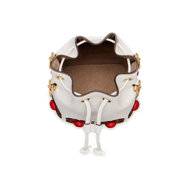 FENDI Mon Tresor Calfskin Bucket Bag Handbag Mini Women's White-2