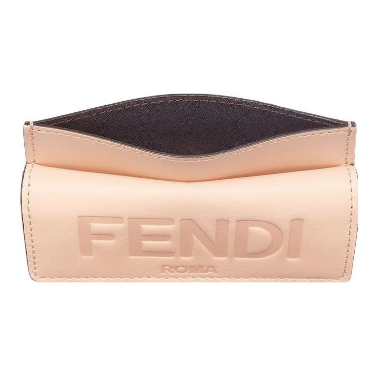 FENDI Calfskin Card Holder, Wallet Women's Light Pink Red-7