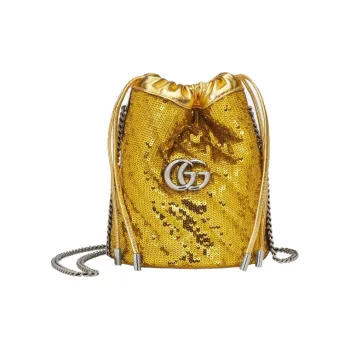 GUCCI Marmont Artificial Leather Bucket Bags Shoulder Bag Crossbody Bag Mini Women's Gold