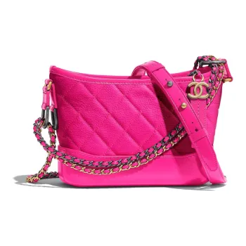 CHANEL Gabrielle Goatskin Shoulder Bag Women's Pink