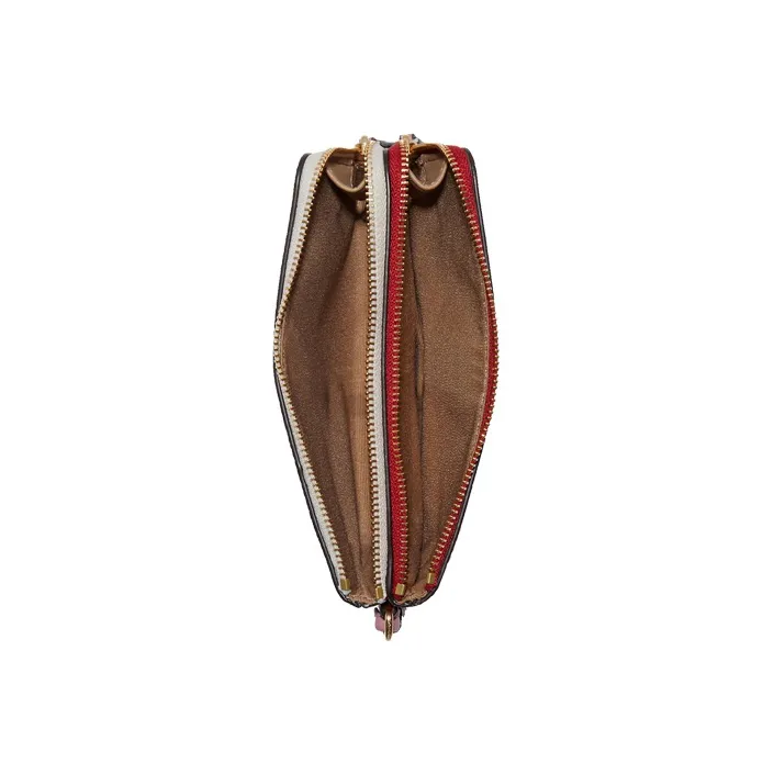 COACH Wristlet Leather Wallet Handheld Wrist Bag Small Size Women's Red & White-3