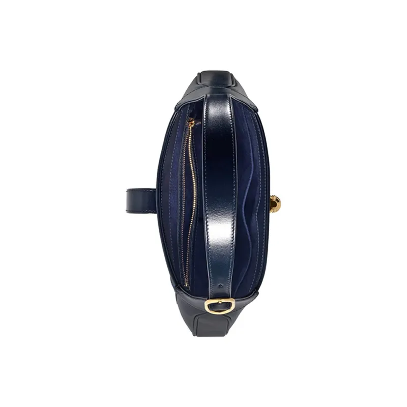 GUCCI Jackie 1961 Suede With Leather Crescent Shoulder Bag Shoulder Bag Small Size Women's Blue-6