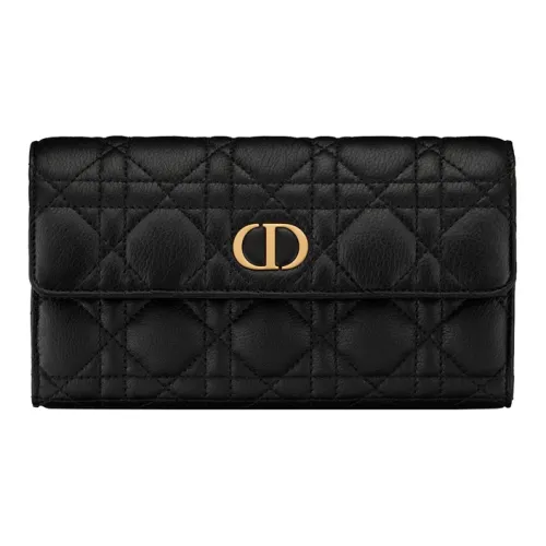 DIOR Calfskin Wallet Women's Black
