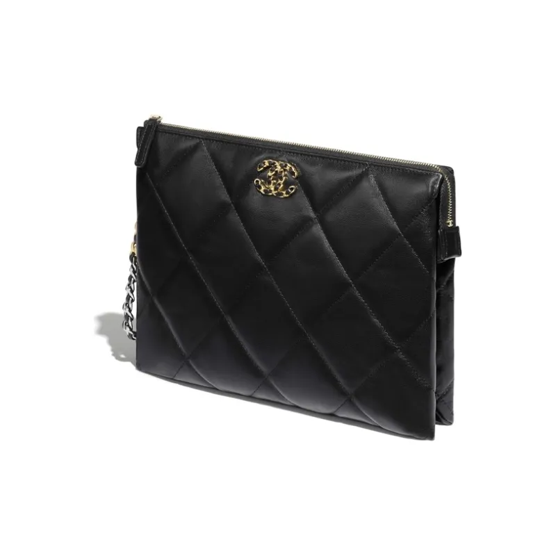 CHANEL 19Bag Goatskin Clutch Women's Black-1
