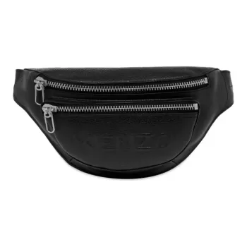 KENZO Embossed Leather Fanny Pack Sling Bags Regular Men's Black