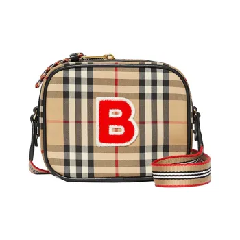 Burberry Vintage Leather Camera Bags Shoulder Bags Women's Khaki