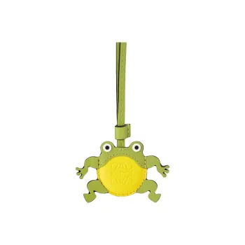 LOEWE Classic Cow Leather Brass AirTag Protective Case Bag Merch Women's Green/Yellow