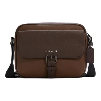 COACH Leather Camera Bag Shoulder Bag Crossbody Bag Medium Size Men's Brown