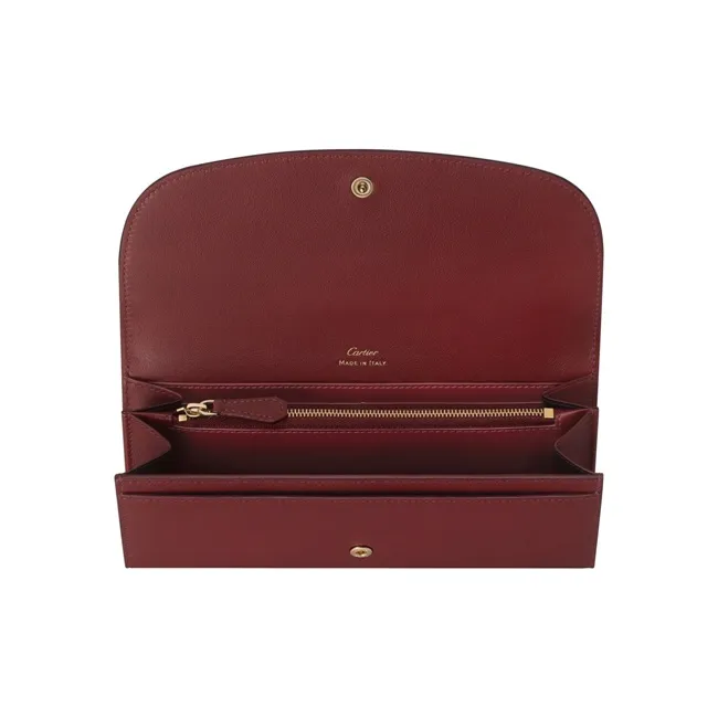 CARTIER Cow Leather Card Holder, Wallet Women's Burgundy-2