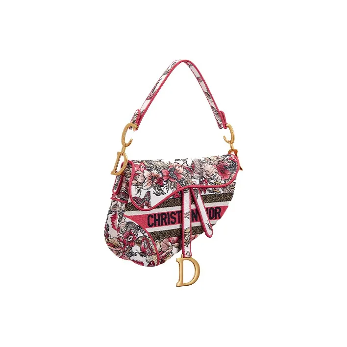 DIOR Saddle Canvas Canvas Bag One Shoulder Handbag Women's Multicolor-1