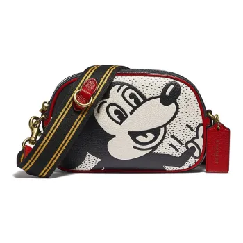 COACH Disney Camera Pebbled Leather Shoulder Bag Handbag Camera Bag Crossbody Bag Small Size Women's Black