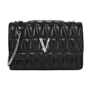 VERSACE Virtus Sheepskin Shoulder Bag Crossbody Bag Women's Black