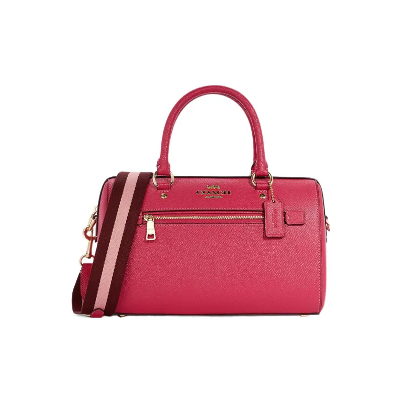 COACH Rowan Cross-Stitch Leather Pillow Bag Shoulder Bag Crossbody Bag Large Size Women's Pink-0