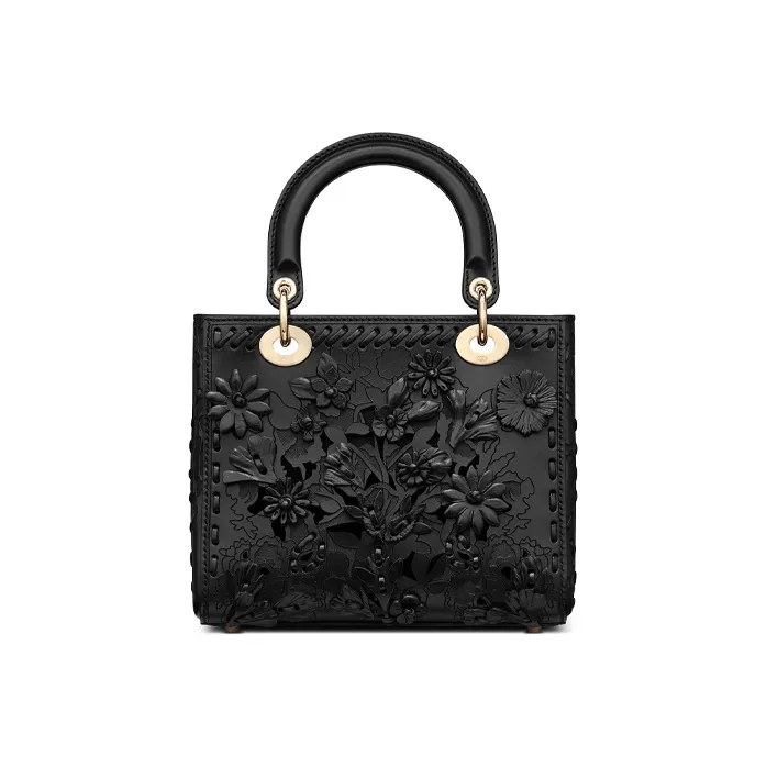 DIOR Cow Leather DaiFeng Bag One Shoulder Handbag Medium Size Women's Black-3