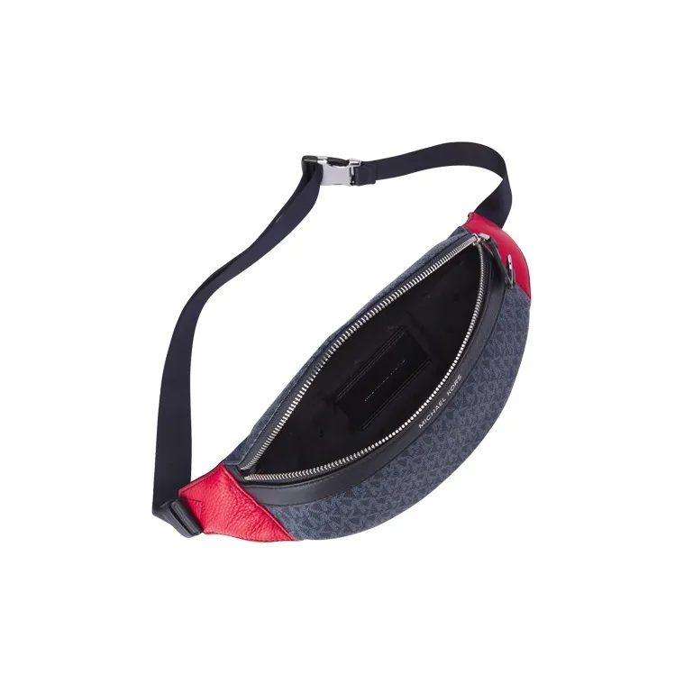 MICHAEL KORS Greyson Artificial Leather Fanny Pack Men's Marine Blue & Red-2