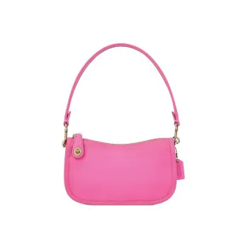 COACH Swinger Cow Leather Crescent Bag, Pochette, Underarm Handbag Small Size Women's Rose Red