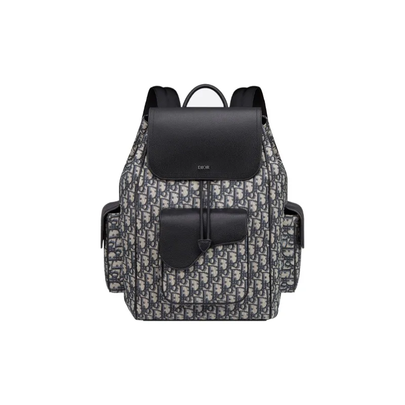 DIOR Saddle Fabric With Cow Leather Backpack Men's Beige/Black-0