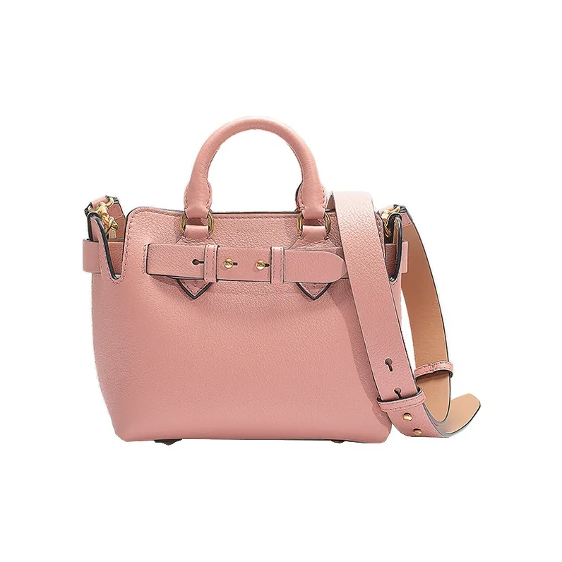 Burberry Cow Leather Tote Bag, Shopping Bag, Handbag Women's Pink Purple-0