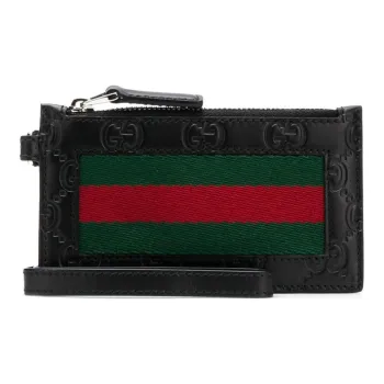 GUCCI Cow Leather Card Holder, Wallet Regular Unisex Black