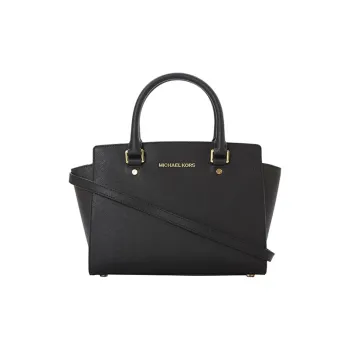 MICHAEL KORS Selma Leather Handbag Shoulder Bag Crossbody Bag Medium Size Women's Black