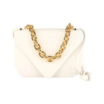 Bottega Veneta MOUNT Calfskin Envelope Bag Handbag Shoulder Bag Crossbody Bag Medium Size Women's White