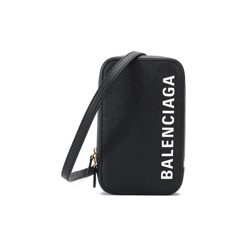 Balenciaga Cow Leather Portable Crossbody Bag Shoulder Bag Women's Black White-0