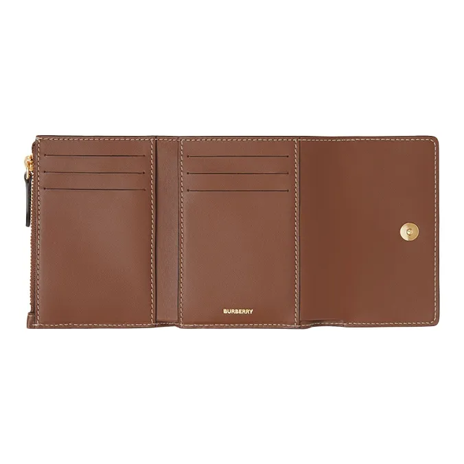 Burberry Eco-Friendly Canvas With Leather Money Clip Card Holder Wallet Women's Tan-3