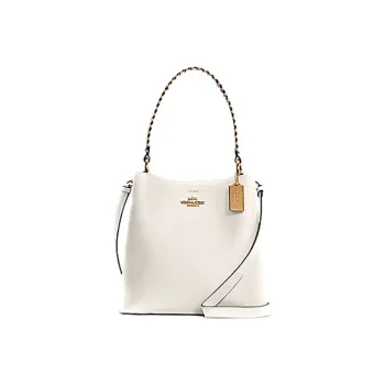 COACH Town Polished Pebble Leather With Smooth Leather Shoulder Bag, Crossbody Bag Medium Size Women's Chalk White
