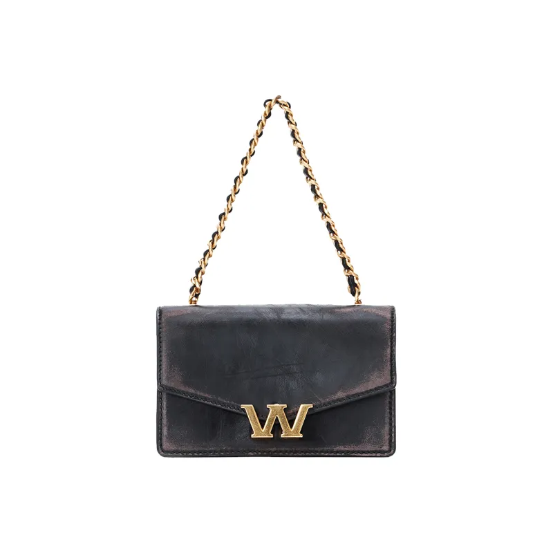 Alexander Wang W Legacy Imitation Vintage Leather One Shoulder Handbags Mini Women's Black/Gold-0