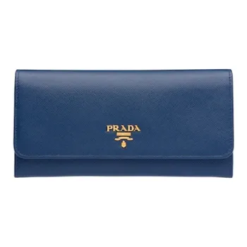 PRADA Cowhide Leather Wallet Women's Cornflower Blue