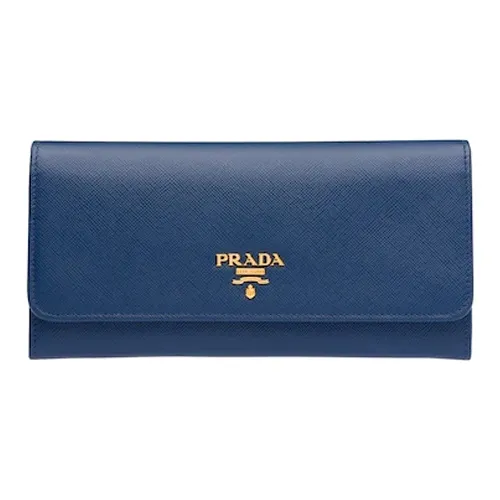 PRADA Cowhide Leather Wallet Women's Cornflower Blue-0