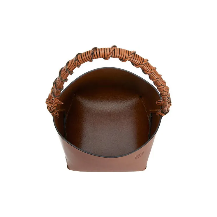 LOEWE Cow Leather Handbag Women's Brown-4