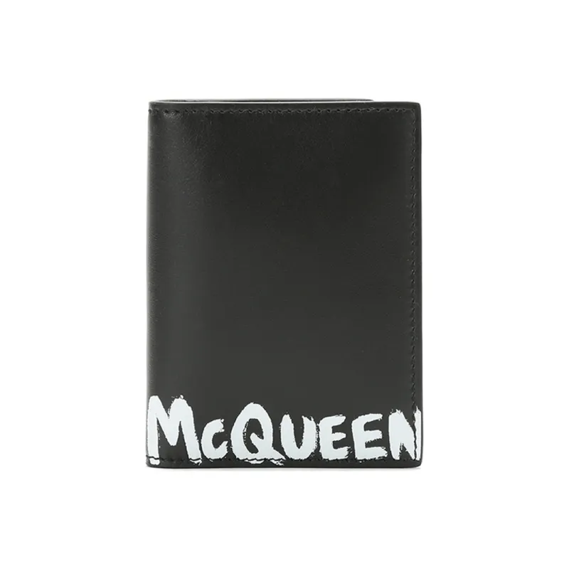 Alexander McQueen Leather Card Clip Card Holder Men's Black-0
