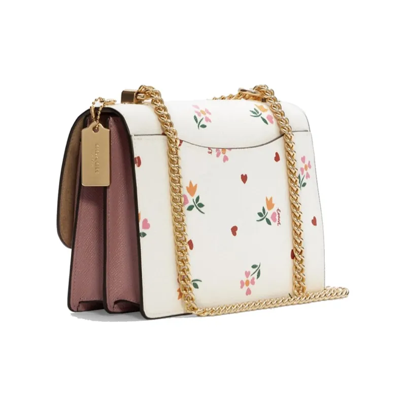 COACH Klare Coated Canvas With Leather Trunk Bag Shoulder Bag Crossbody Bag Small Size Women's Pink White Multicolor-1